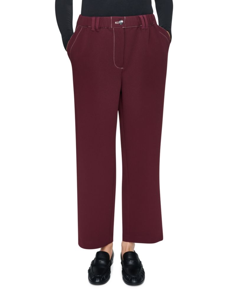 Women's High-Rise Contrast-Stitching Tab-Pocket Pants