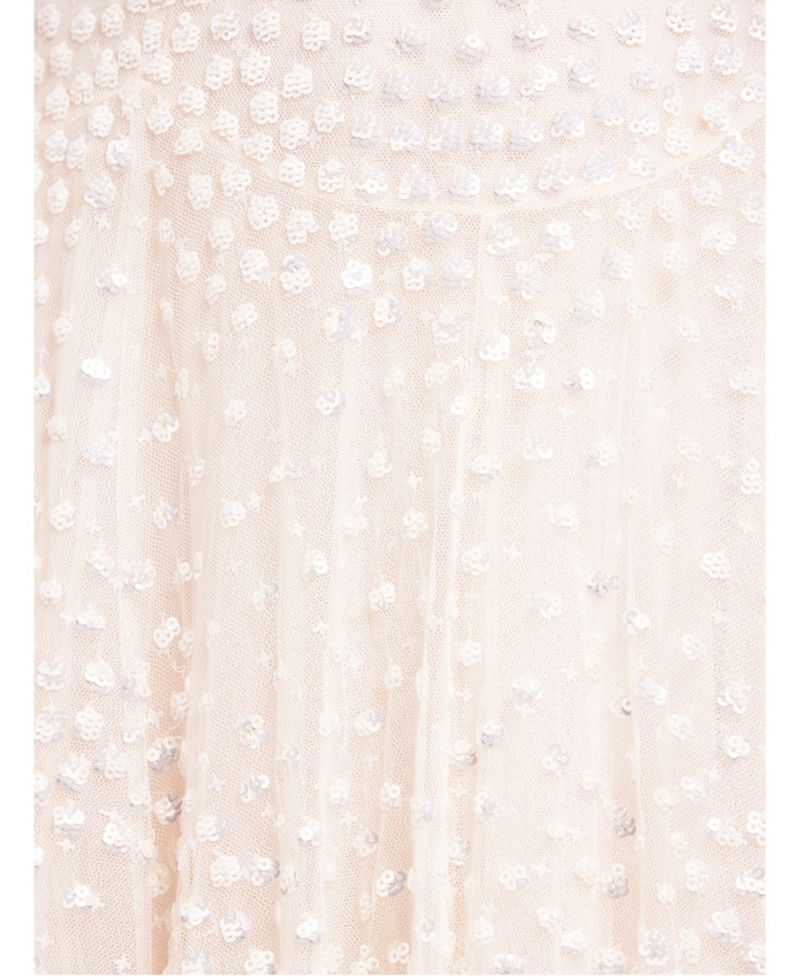 Women's Scallop Sequin V-neck Ankle Gown