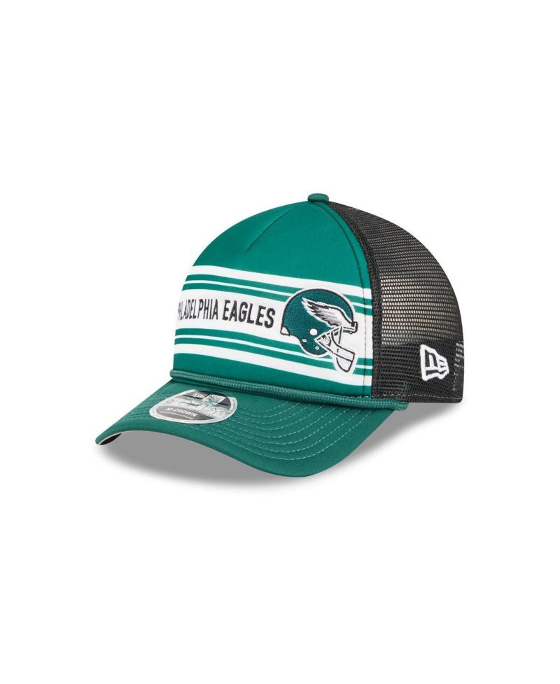 Men's Green Philadelphia Eagles Linear A-Frame 9FORTY Adjustable Hat