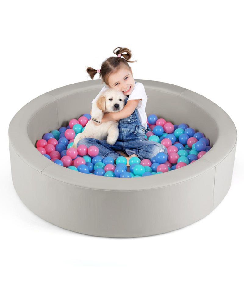 42.5 in Round Foam Ball Pit with 25D Sponge Filling and Washable PU Cover for Toddlers