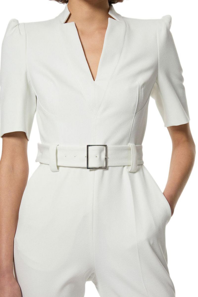 Women's Crepe Belted Jumpsuit