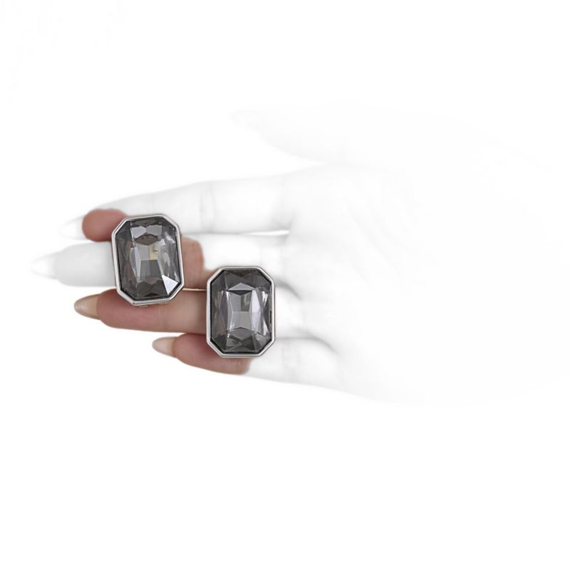 Faceted Gemstone Stud Earrings in Smoke Grey