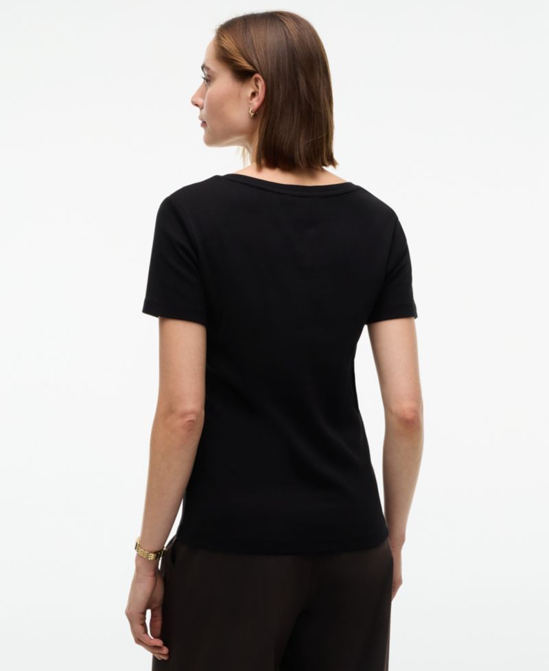 Women's Rib Slim V-Neck Short-Sleeve T-Shirt