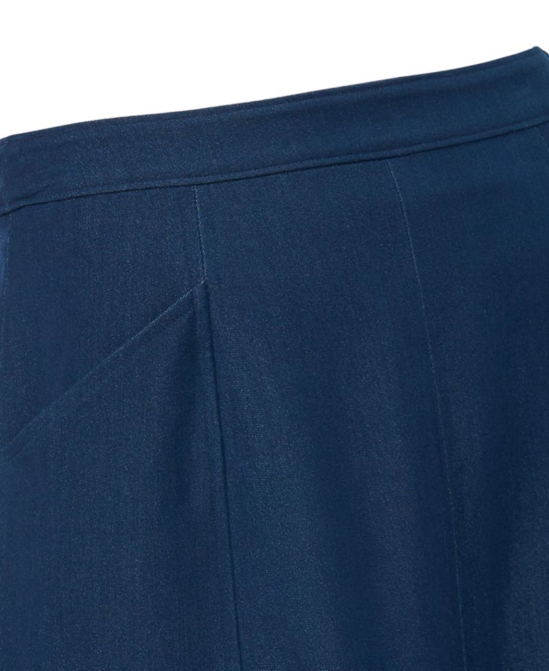Women's High-Waisted A-Line Midi Denim Skirt