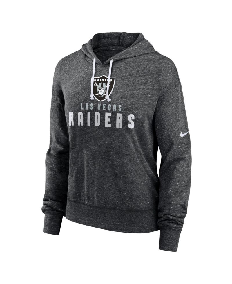 Women's Black Distressed Las Vegas Raiders Gym Vintage-Like Lightweight Hooded Top
