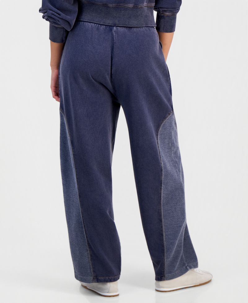 Petite Faux-Denim French Terry Barrel Drawstring Pants