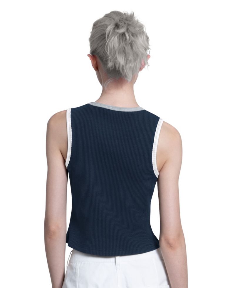 Women's Navy New York Yankees Cooperstown Play the Ball Cropped Tank Top