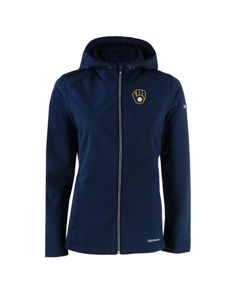 Women's Navy Milwaukee Brewers Evoke Eco Softshell Full-Zip Jacket