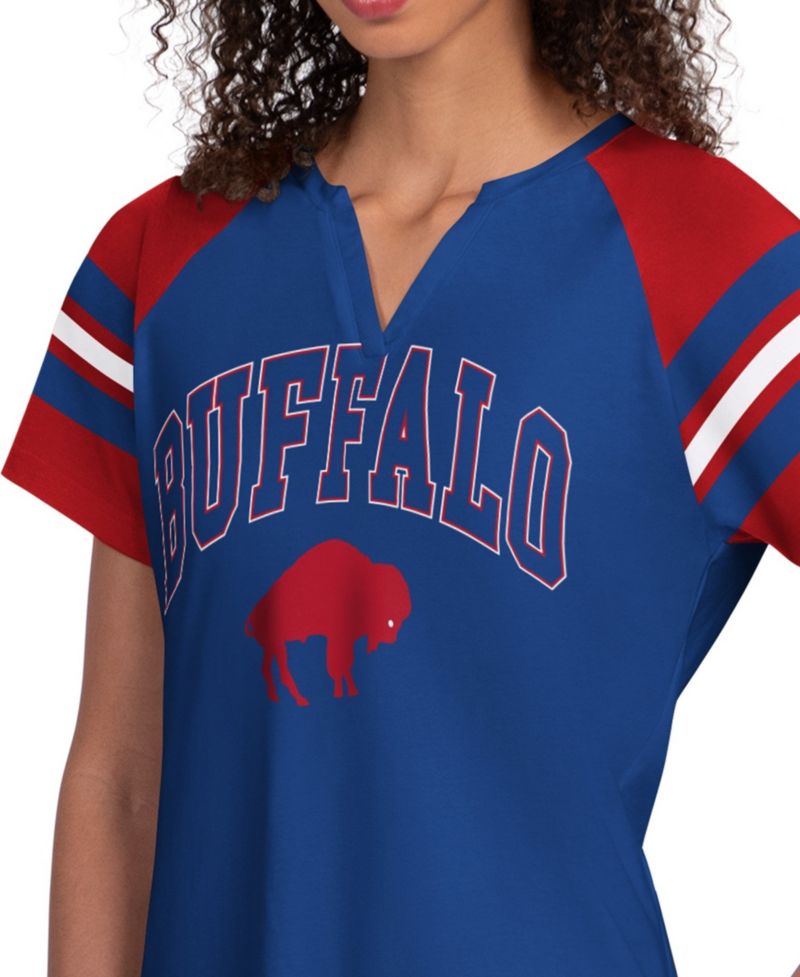 Women's Royal Buffalo Bills Game On Notch Neck Raglan T-Shirt