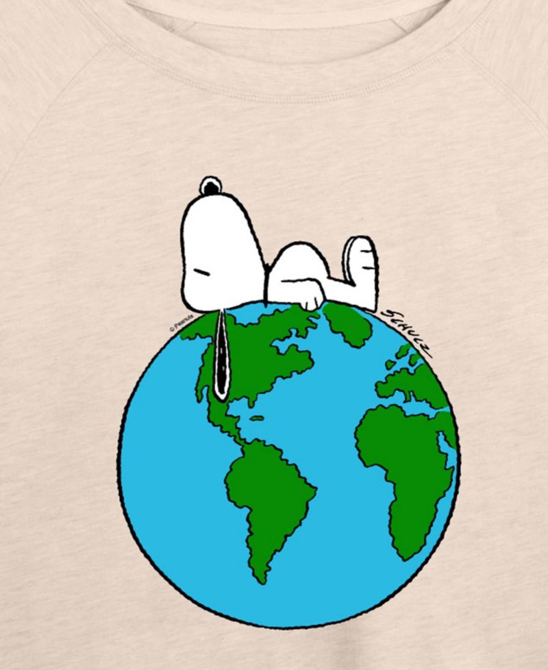 Plus Size Peanuts Snoopy Earth French Terry Long-Sleeve T-Shirt