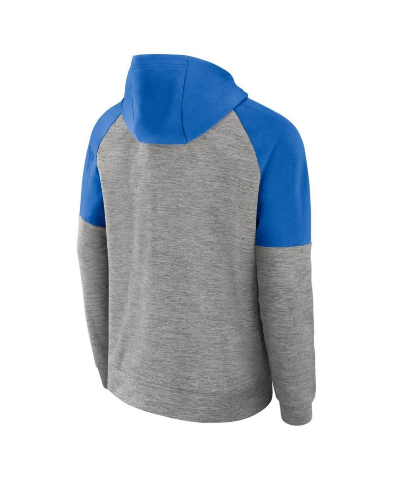 Men's Heather Gray UCLA Bruins Fitness Raglan Performance Full-Zip Hoodie