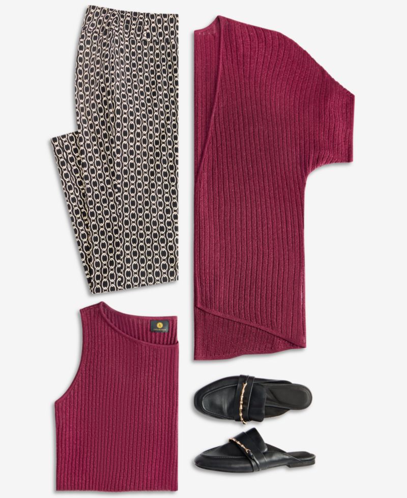 Women's Sparkle Pointelle Sweater Tank Top