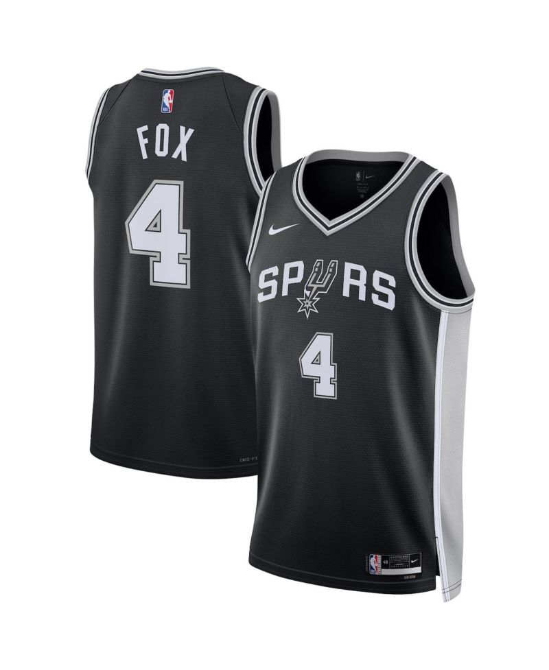 Men's and Women's De'Aaron Fox Black San Antonio Spurs Swingman Player Jersey - Icon Edition