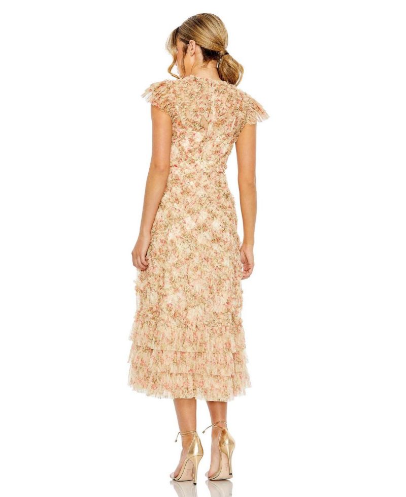 Women's Ruffle Tiered Short Sleeve A Line Dress