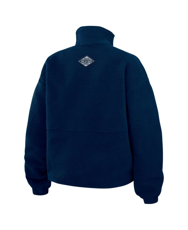 Women's Navy Dallas Cowboys Polar Fleece Half-Zip Jacket