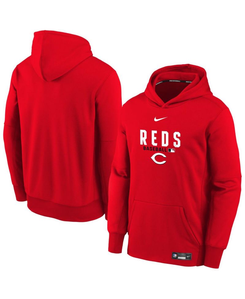 Big Boys and Girls Red Cincinnati Reds Authentic Collection Therma-FIT Hoodie