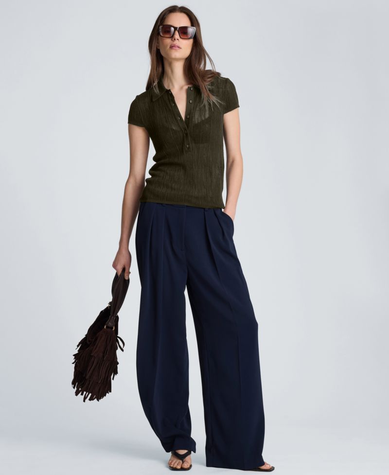 Women's Short-Sleeve Polo Sweater Top