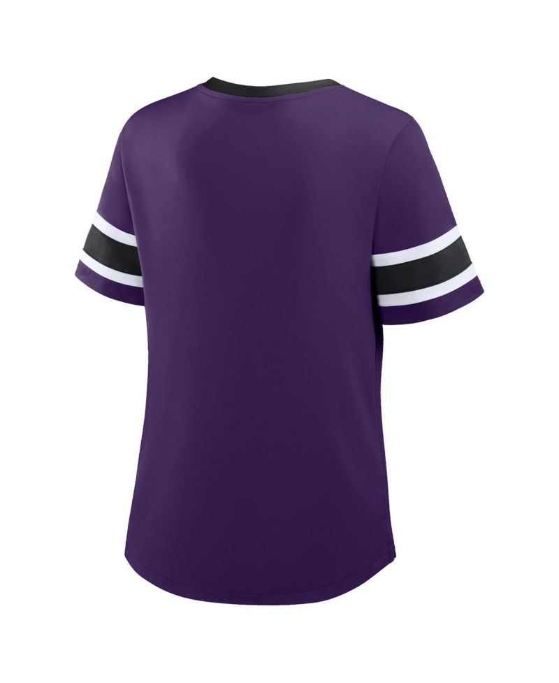 Women's Purple Baltimore Ravens Plus Size Red Zone Athena Lace-Up V-Notch Neck T-Shirt