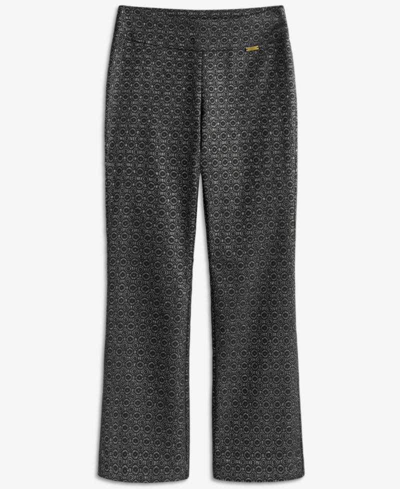 Petite Jacquard Pull-On Bootcut Pants