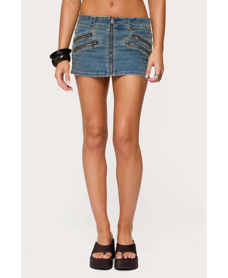 Women's Ronan Zip Up Denim Mini Skort