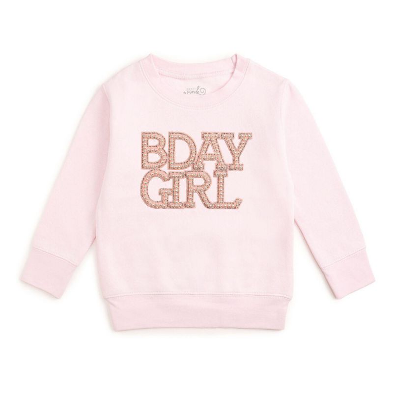 Little Girls Pearl BDay Girl Patch Sweatshirt