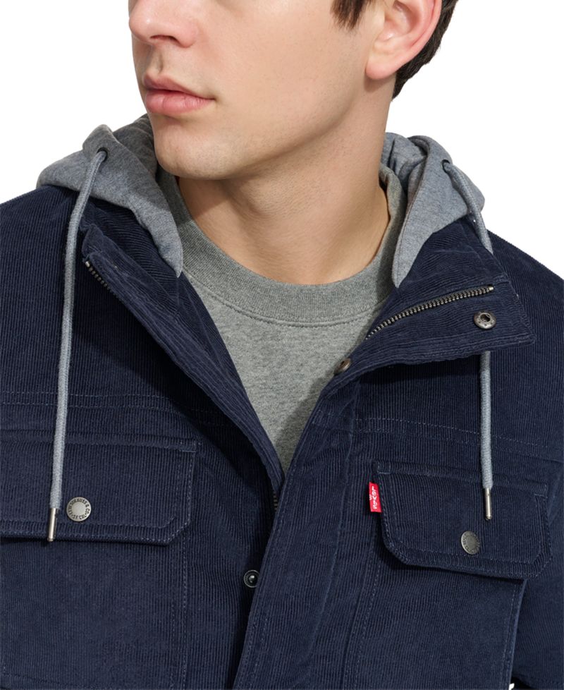 Men's Hooded Corduroy Zip Jacket