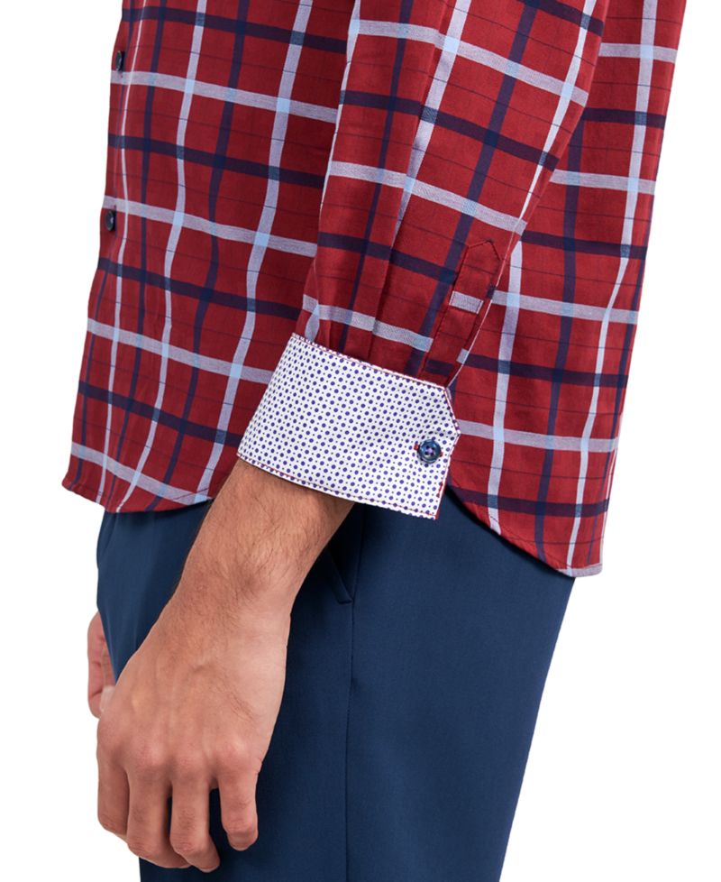 Men's Regular-Fit Windowpane Check Dress Shirt