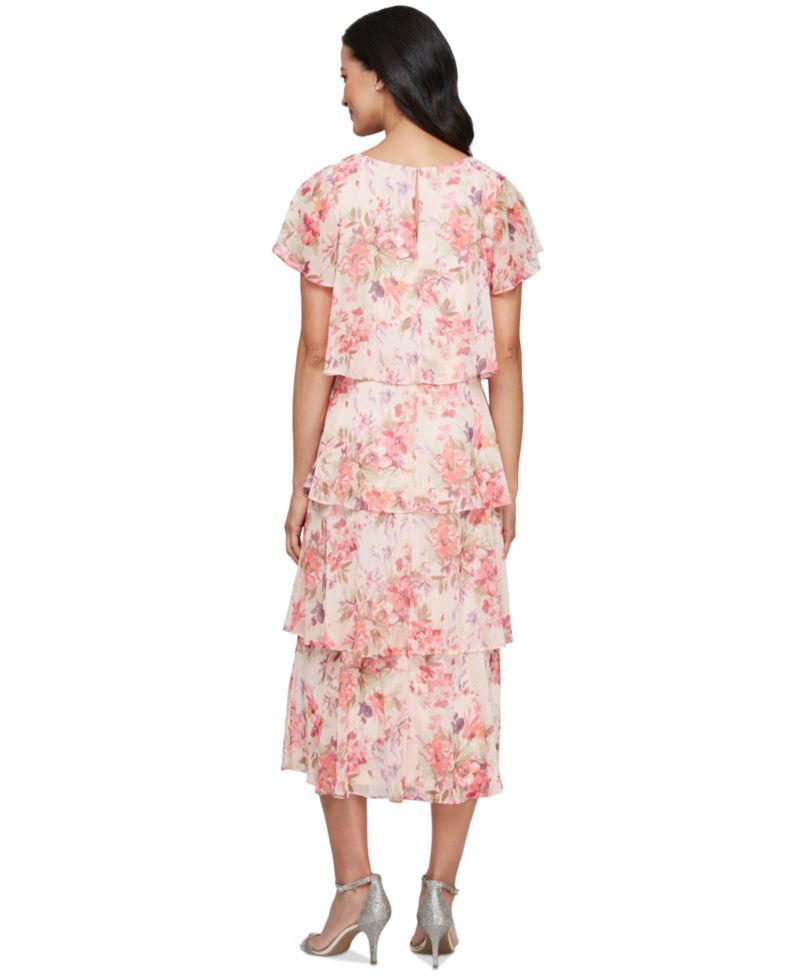 Women's Floral-Print Tiered Dress