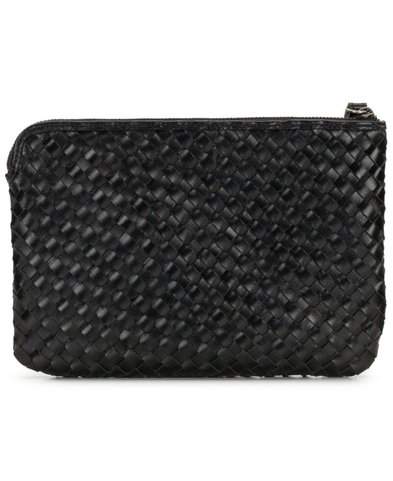Leisha Woven Leather Zip-Top Wristlet