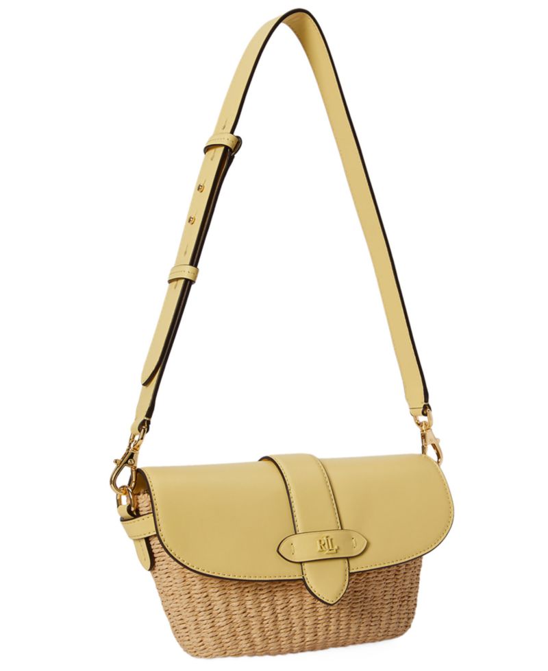 Lynden Straw-Leather Small Shoulder Bag