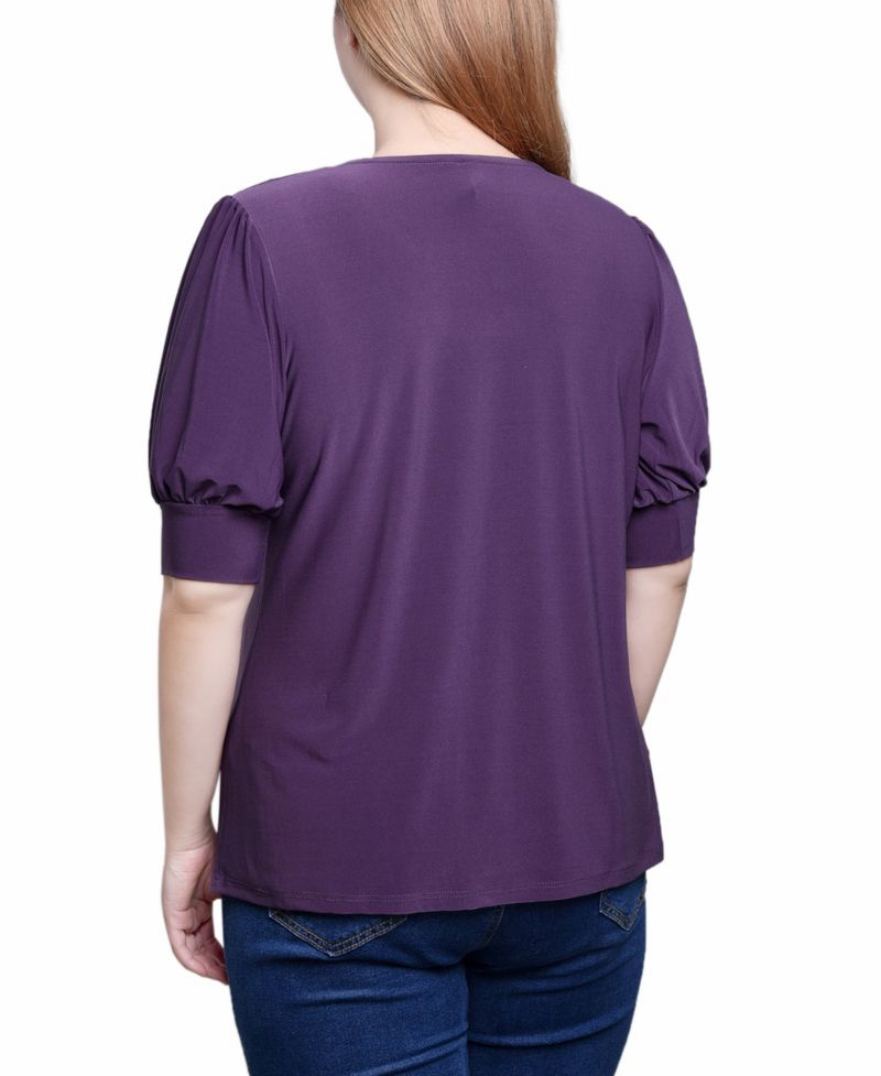 Petite Short Sleeve Balloon Sleeve Top