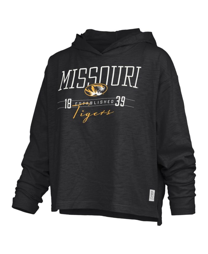 Women's Missouri Tigers Oversized Slub-Fabric Hooded Long-Sleeve T-Shirt