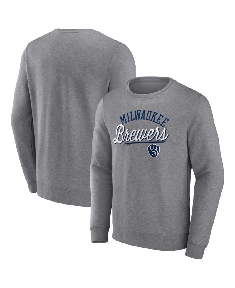 Men's Heather Gray Milwaukee Brewers Simplicity Pullover Sweatshirt