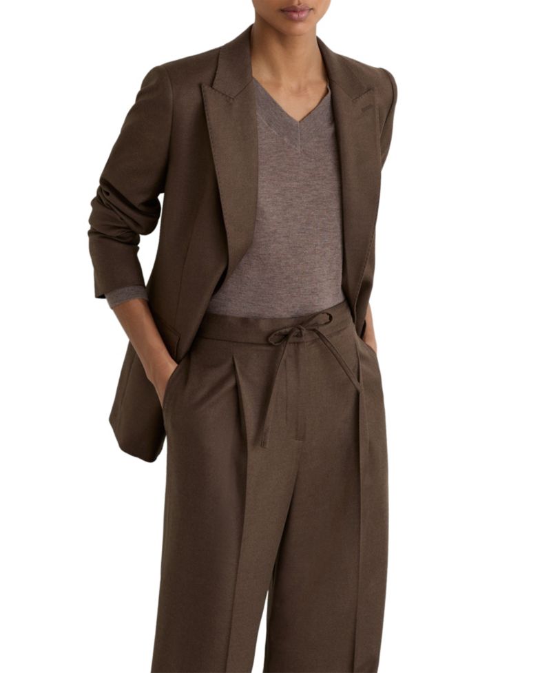 Petite Derby Pleated Wide-Leg Trousers