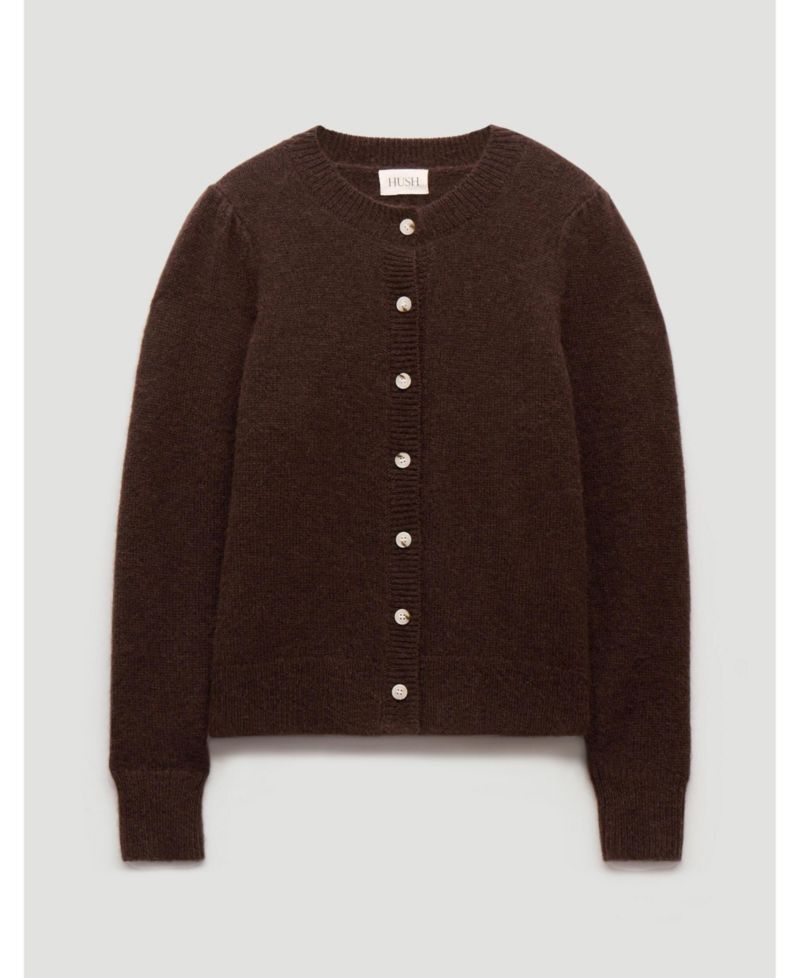 Women's Wool Blend Gathered Shoulder Cardigan