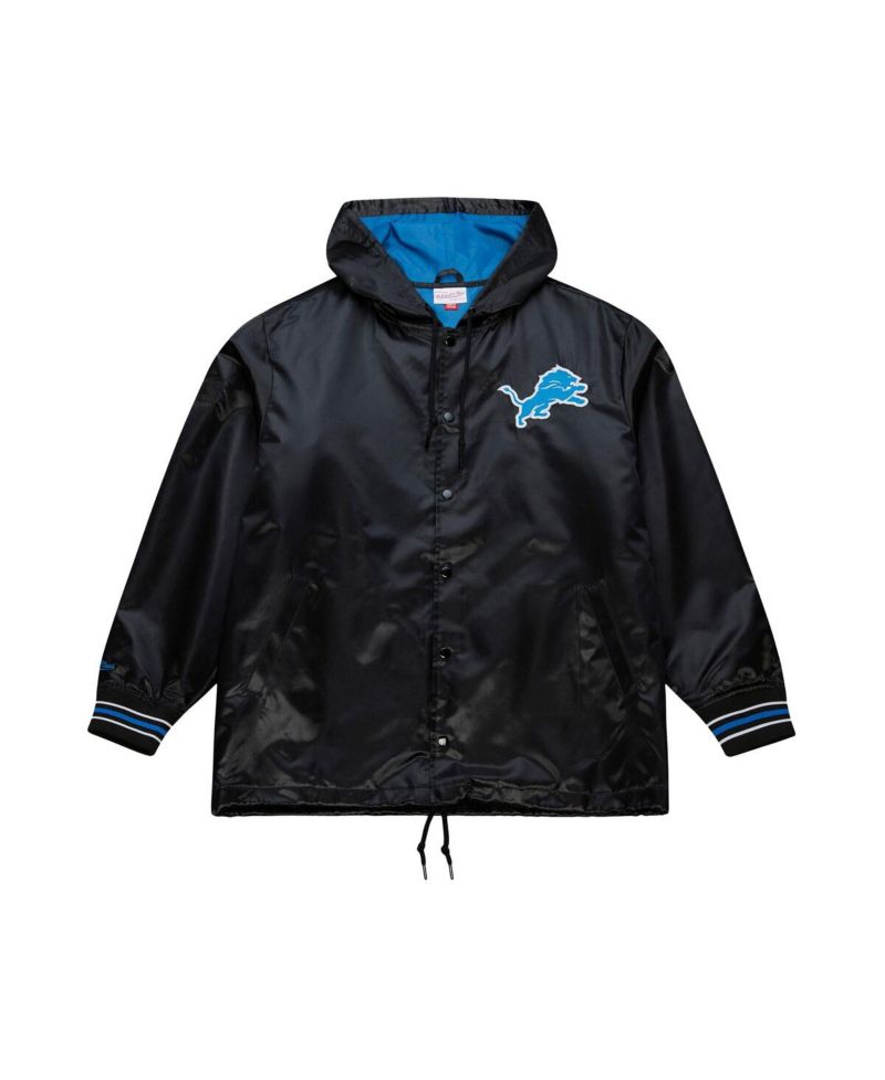 Men's Black Detroit Lions Downtown Satin Full-Snap Jacket