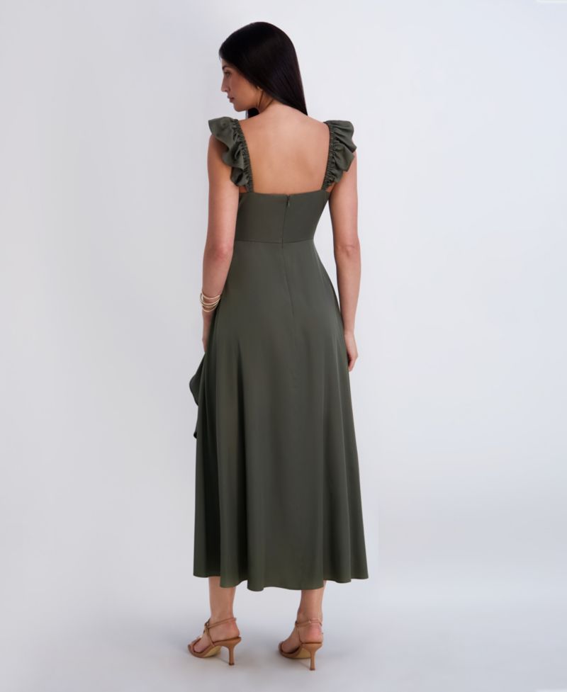 Women’s Ruffle Strap Maxi Dress with Cascading Skirt