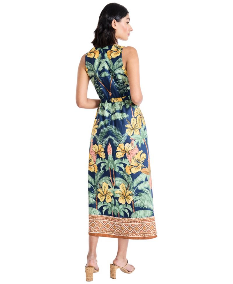 Women's Sleeveless Printed Midi Dress