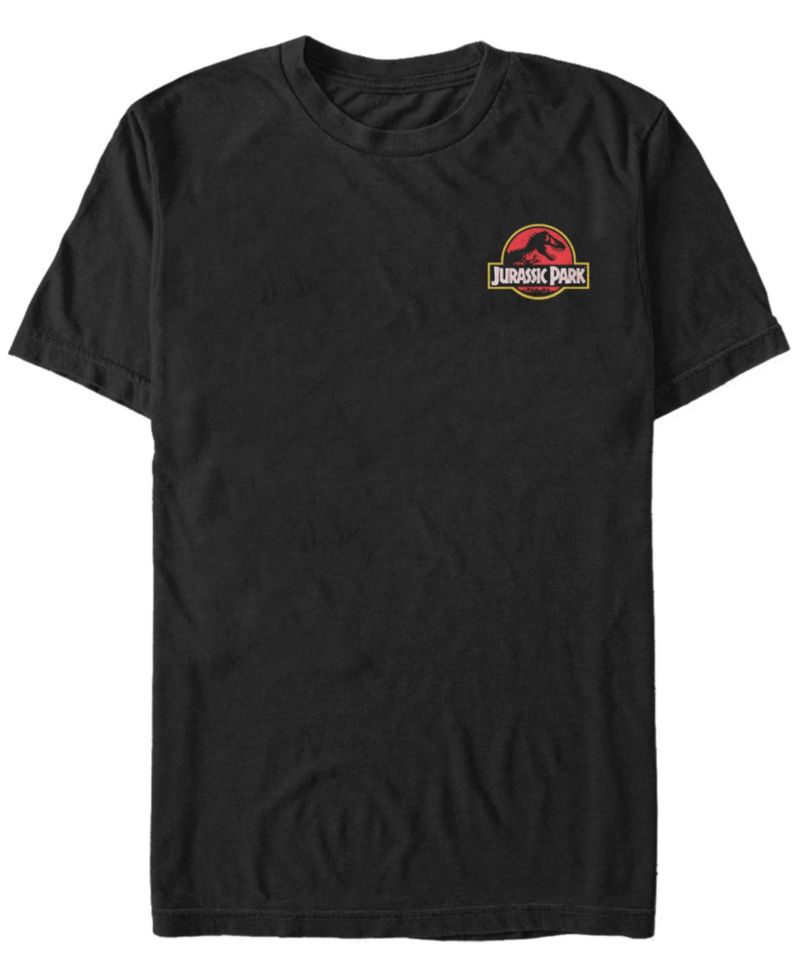 Jurassic Park Men's Logo Red Yellow Pocket Short Sleeve T-Shirt