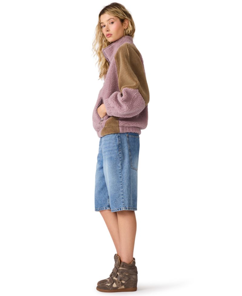 Women's Nina Colorblock Sherpa Stand Collar Jacket