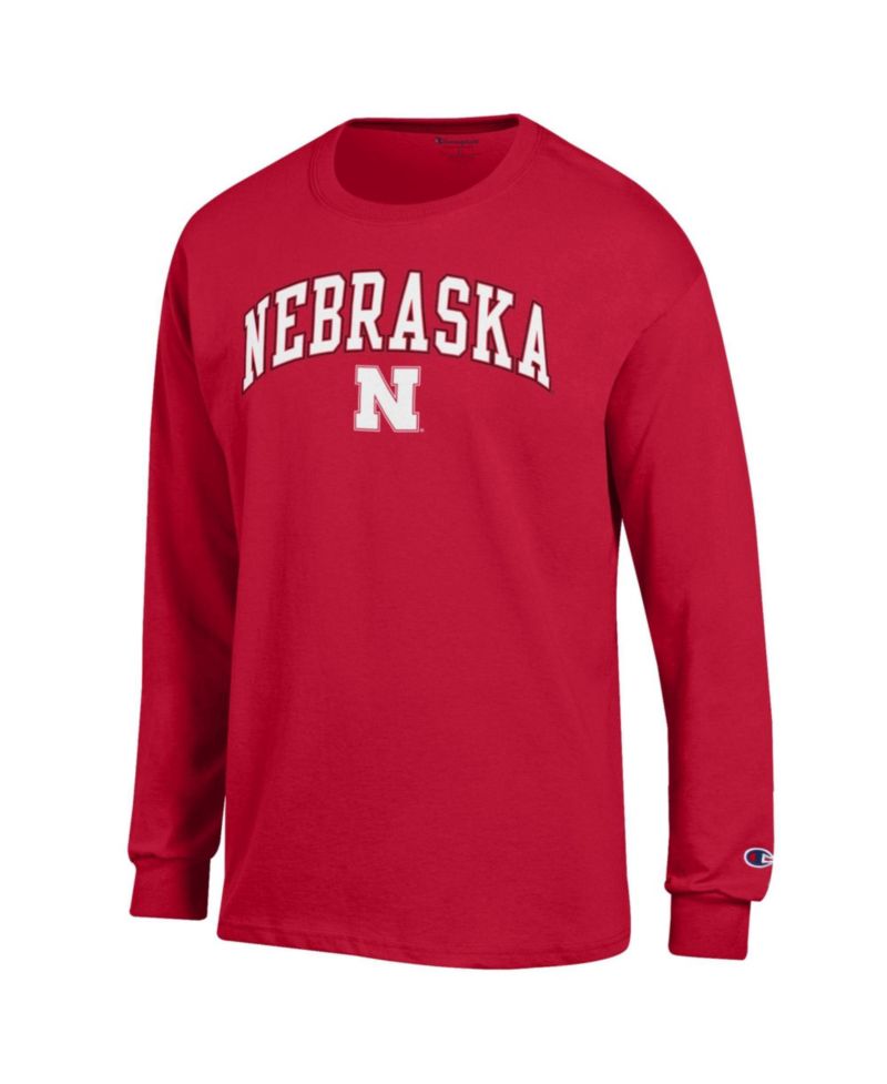 Men's Champion Scarlet Nebraska Huskers Arch Over Logo Long Sleeve T-Shirt