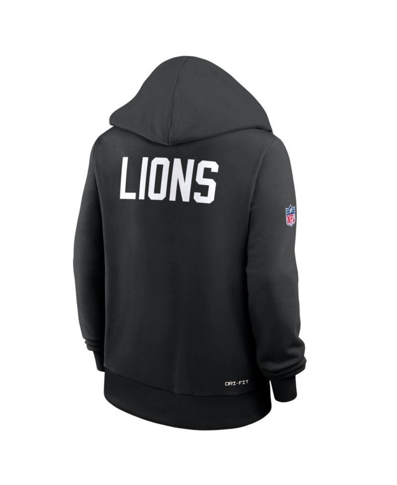 Women's Black Detroit Lions Throwback Sideline Standard Issue Dri-FIT Hoodie