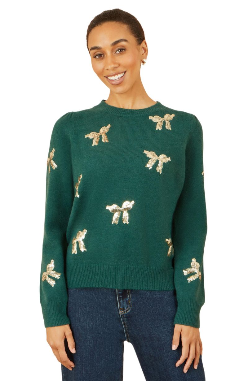Women's Sequin Applique Bow Sweater
