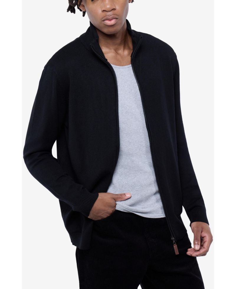 Men's Full Zip Mock Neck Sweater