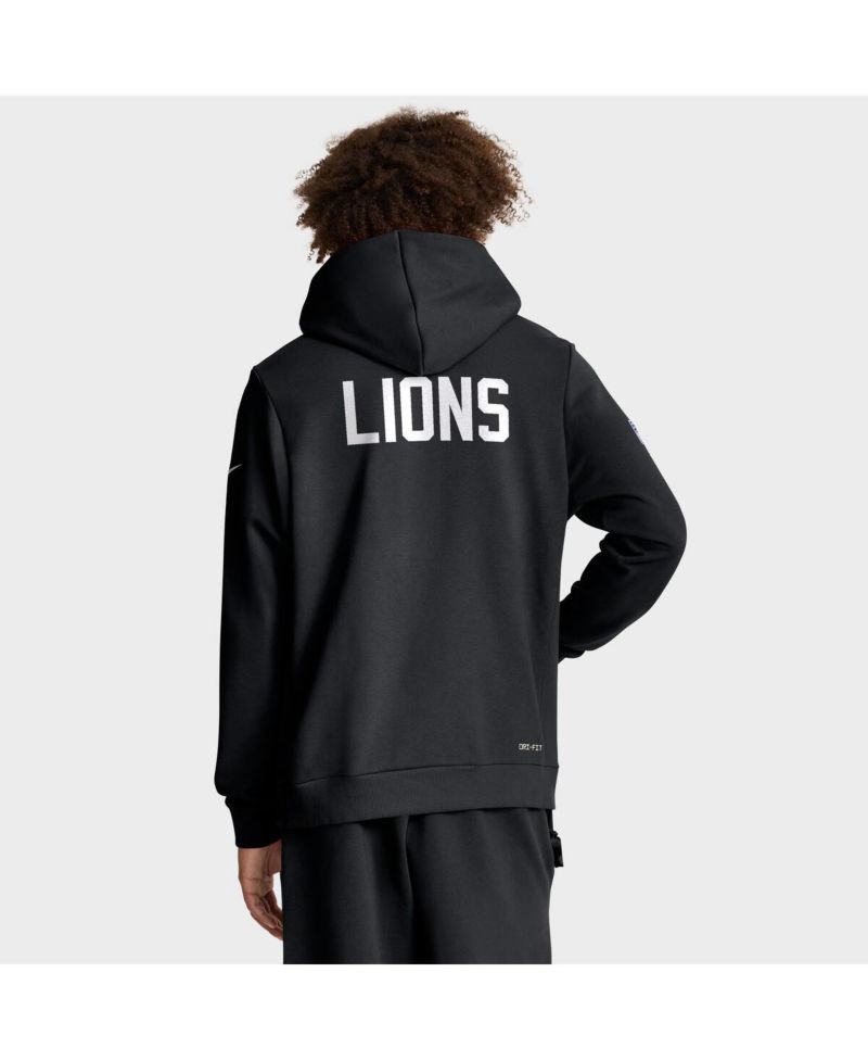 Men's Black Detroit Lions Sideline Offensive Set Play Performance Pullover Hoodie