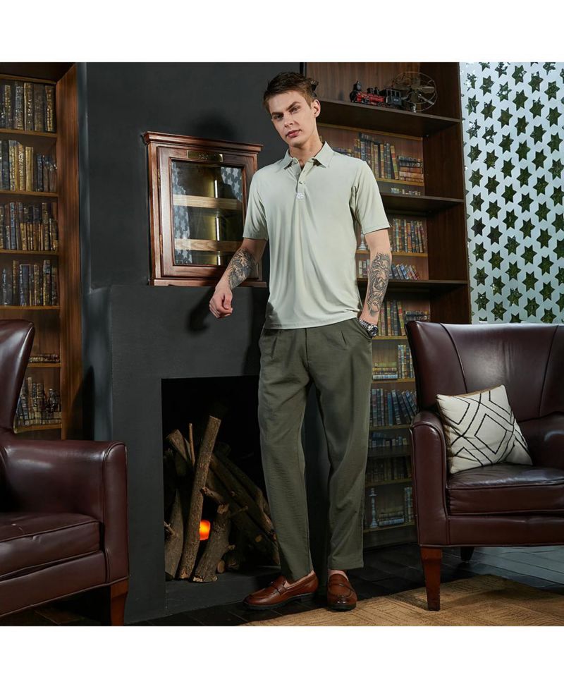 Men's Sage Green Seamless Solid Polo T-Shirt