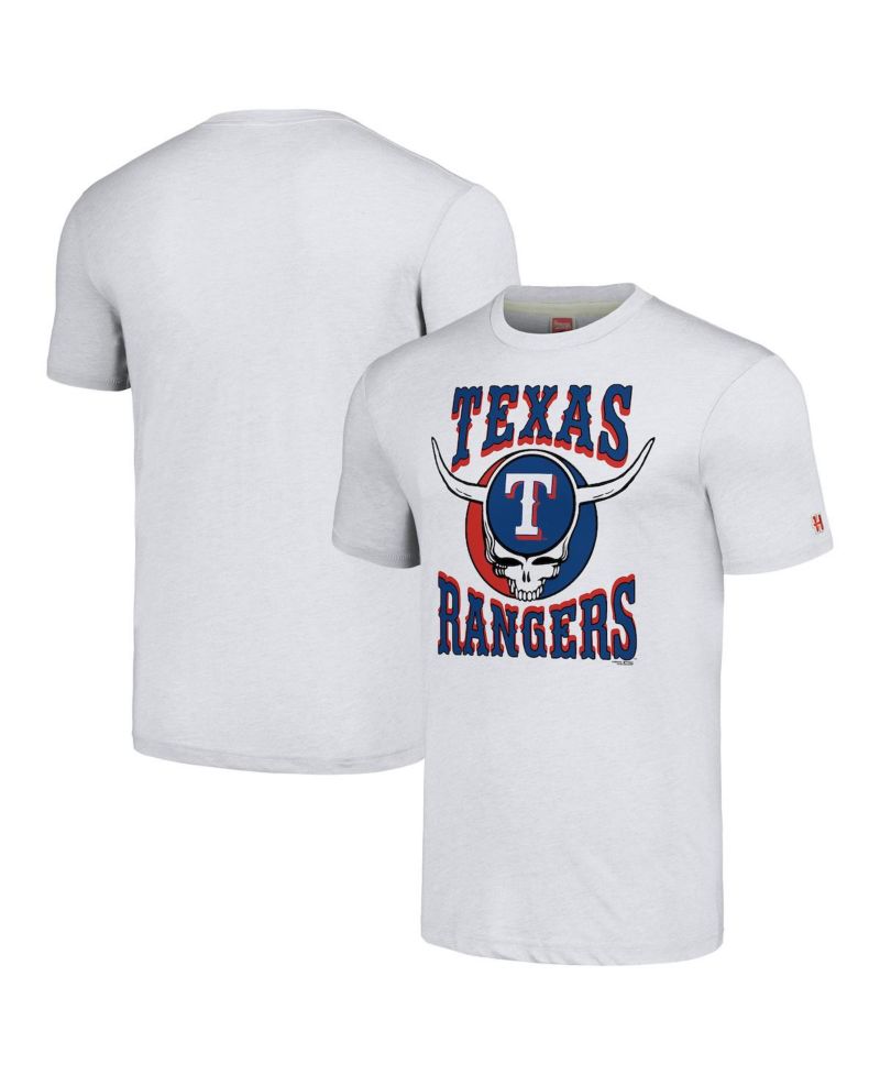 Men's Ash Texas Rangers Grateful Dead Tri-Blend T-Shirt