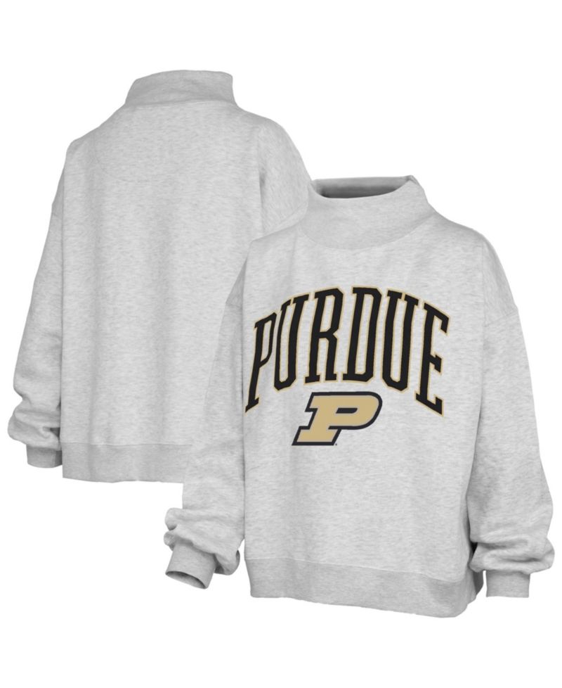 Women's Purdue Boilermakers Nelson Texture Lingo Oversized Mock Neck Fleece Sweatshirt