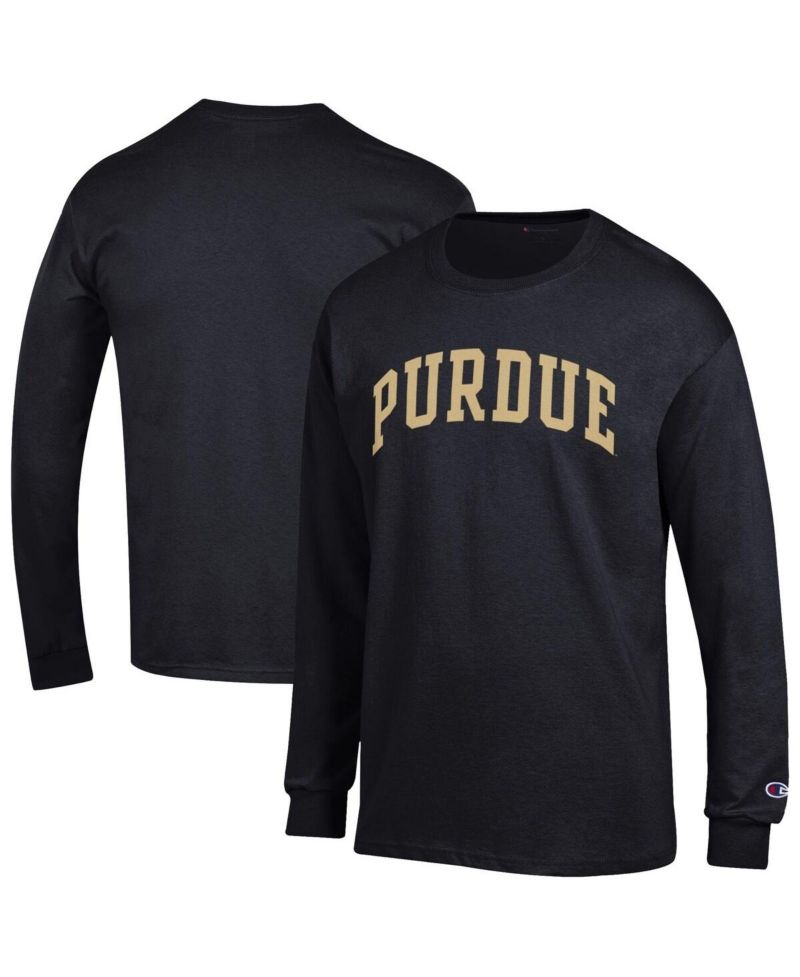 Men's Black Purdue Boilermakers Basic Arch Long Sleeve T-Shirt