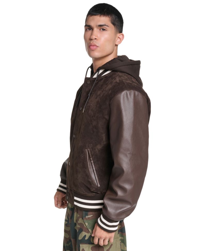 Men's Varsity Faux Suede Leather Jacket